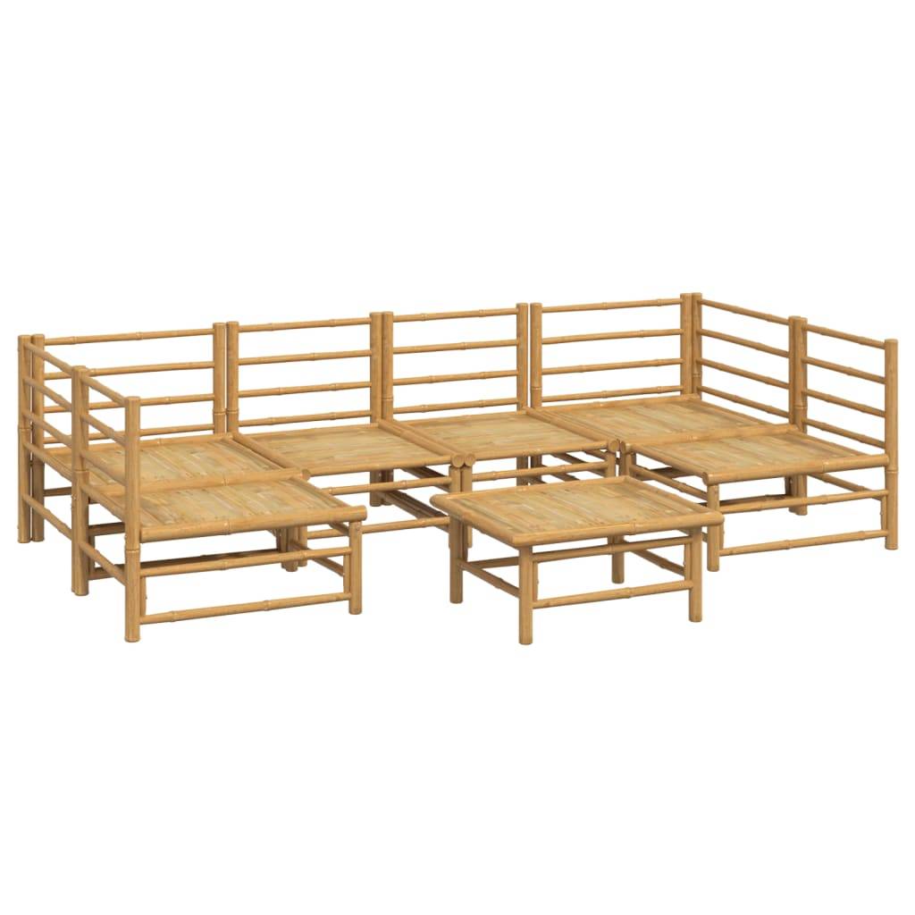 vidaXL 7-tlg. Garten-Lounge-Set mit Hellgrauen Kissen Bambus