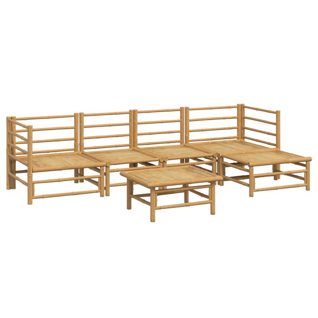 vidaXL 6-tlg. Garten-Lounge-Set mit Hellgrauen Kissen Bambus