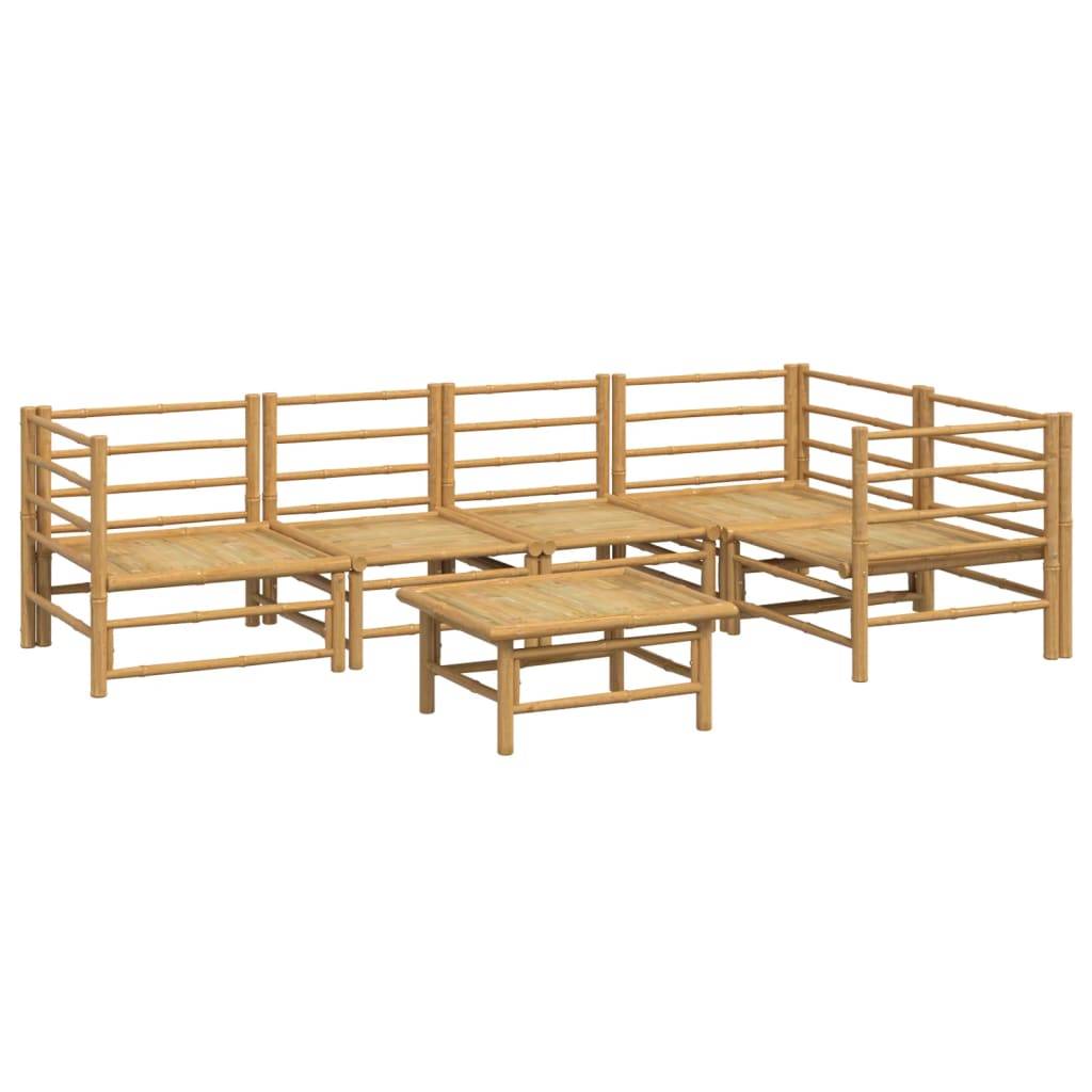 vidaXL 6-tlg. Garten-Lounge-Set mit Hellgrauen Kissen Bambus