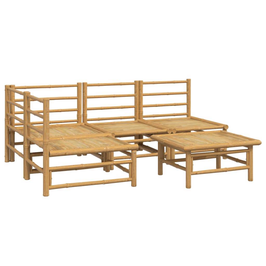 vidaXL 5-tlg. Garten-Lounge-Set mit Hellgrauen Kissen Bambus