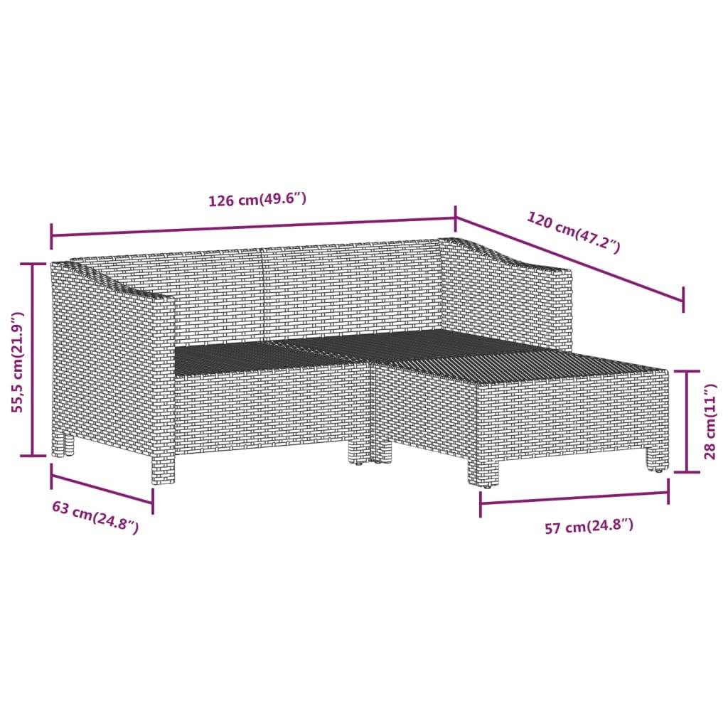 vidaXL 5-tlg. Garten-Lounge-Set mit Kissen Grau Poly Rattan