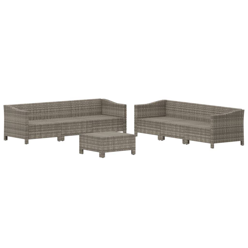 vidaXL 7-tlg. Garten-Lounge-Set mit Kissen Grau Poly Rattan