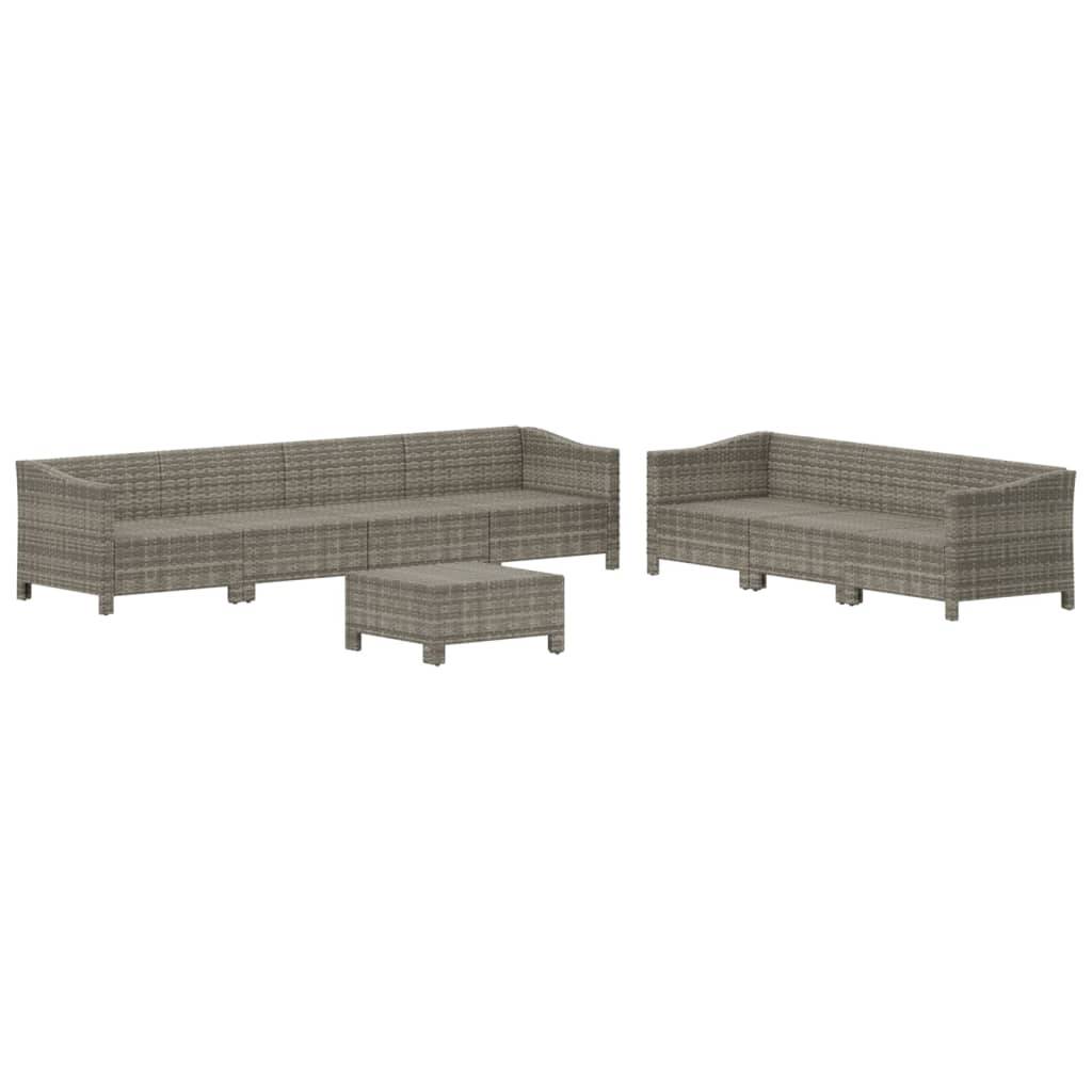 vidaXL 8-tlg. Garten-Lounge-Set mit Kissen Grau Poly Rattan