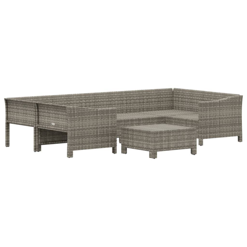 vidaXL 7-tlg. Garten-Lounge-Set mit Kissen Grau Poly Rattan