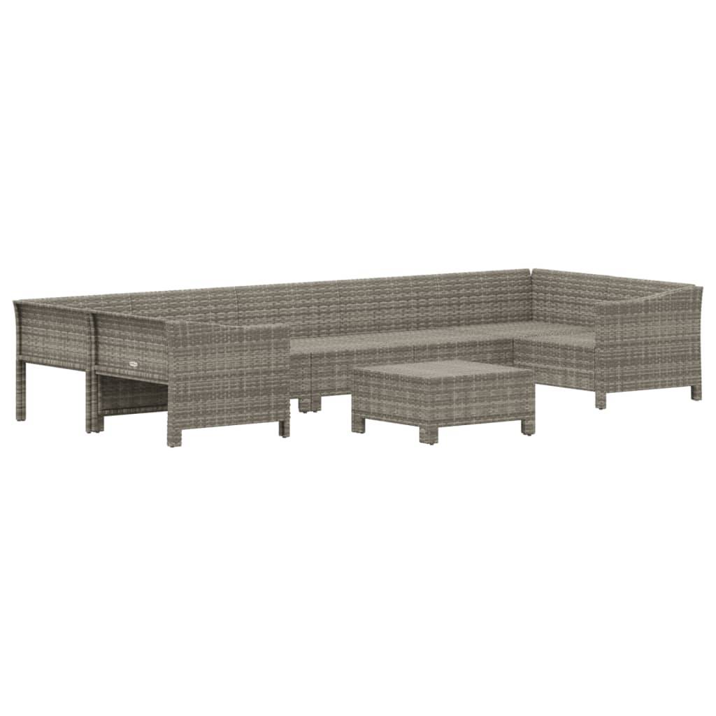 vidaXL 8-tlg. Garten-Lounge-Set mit Kissen Grau Poly Rattan