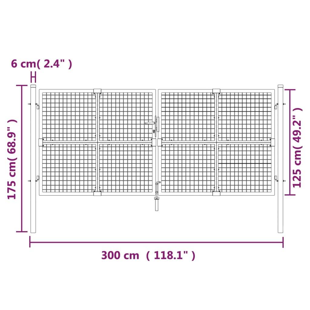 vidaXL Mesh-Gartentor Anthrazit 300x175 cm Verzinkter Stahl