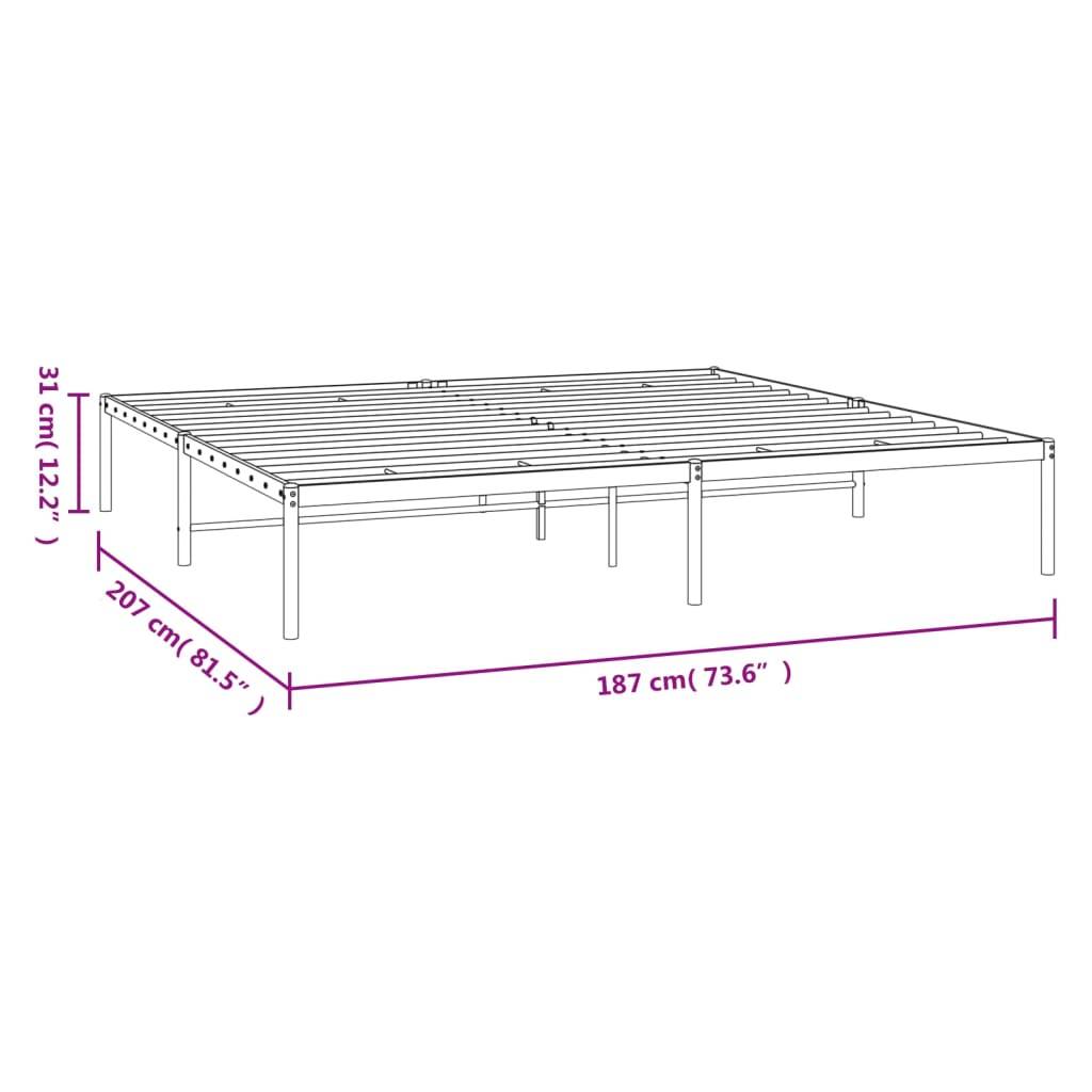 vidaXL Bettgestell Metall Schwarz 180x200 cm