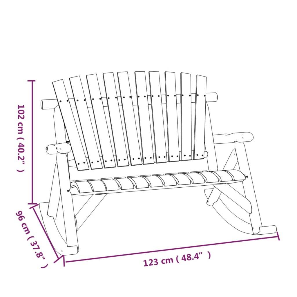 vidaXL Garten-Schaukelbank 2-Sitzer 123x96x102 cm Massivholz Fichte