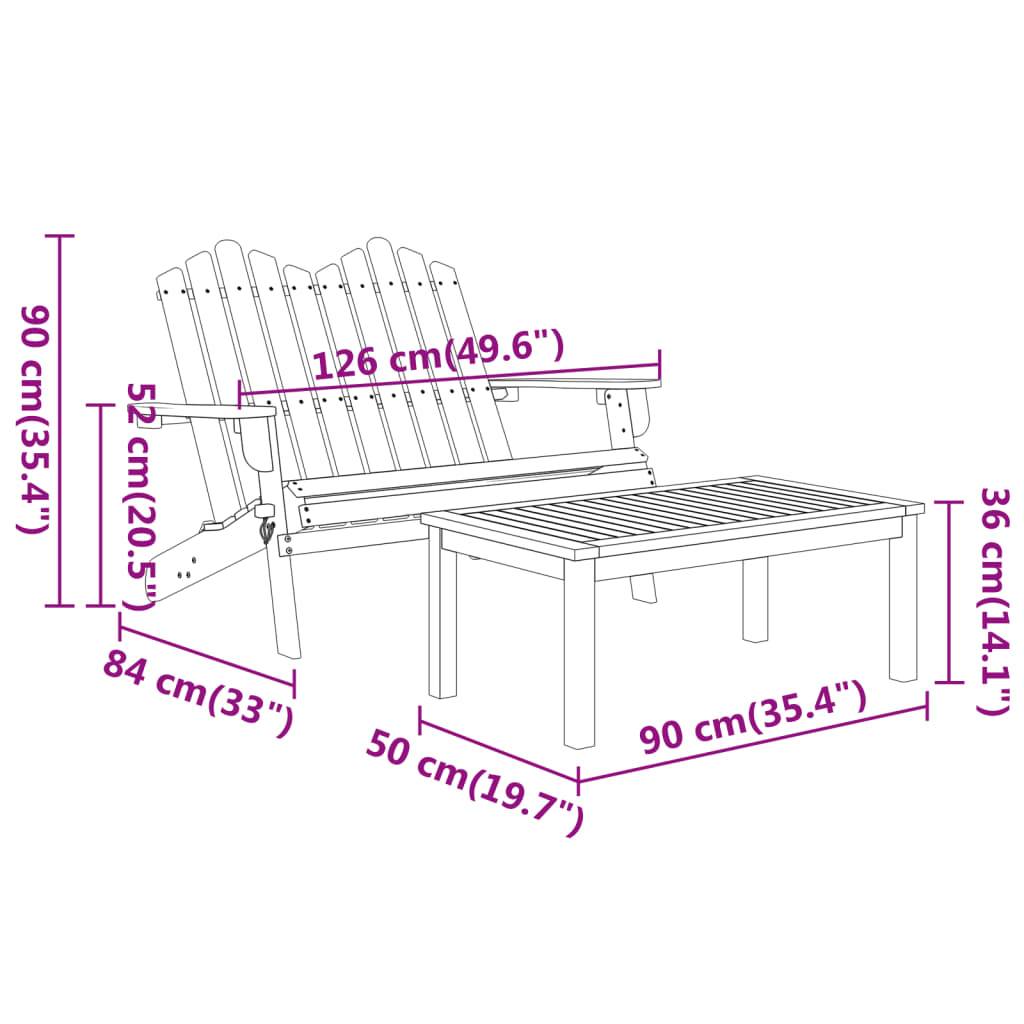 vidaXL 3-tlg. Garten-Lounge-Set Adirondack Massivholz Akazie