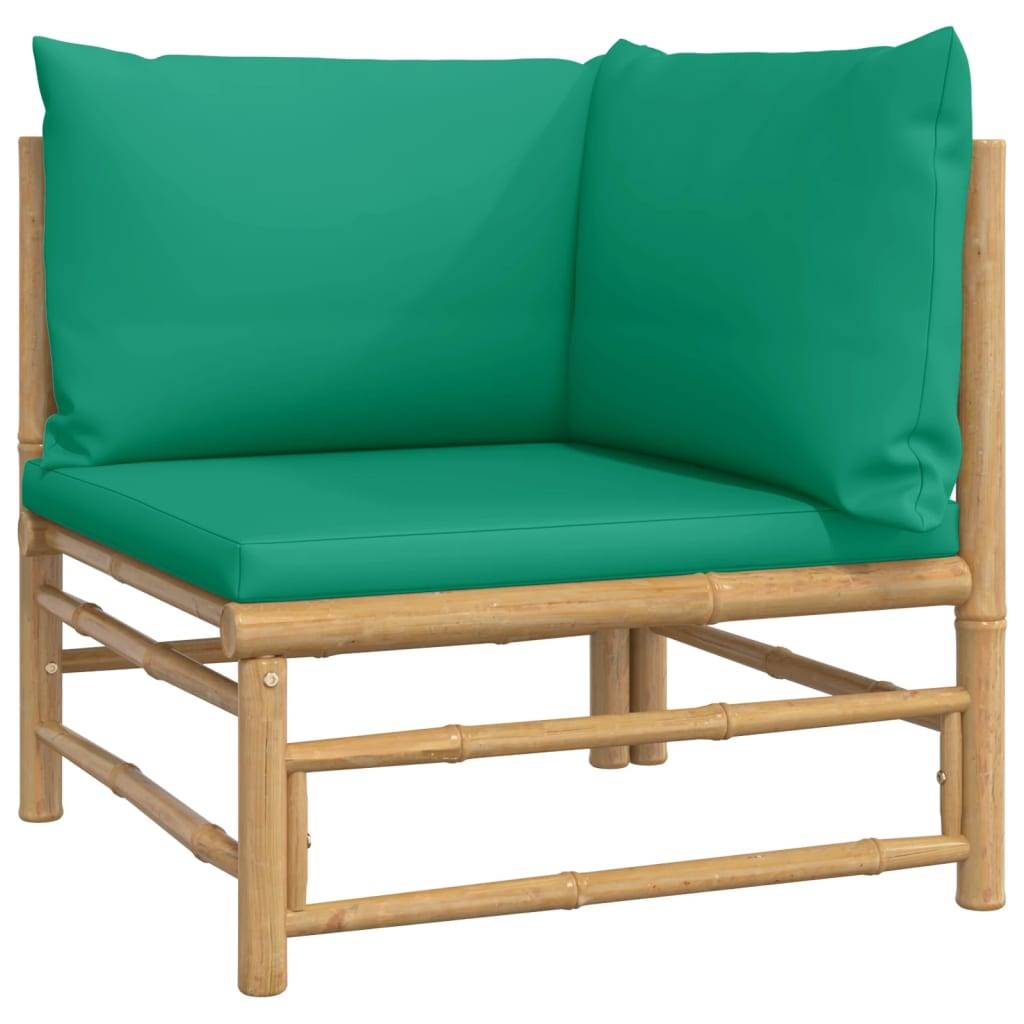 vidaXL 10-tlg. Garten-Lounge-Set mit Grünen Kissen Bambus