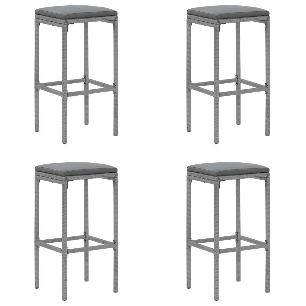 vidaXL 5-tlg. Gartenbar-Set mit Kissen Grau Poly Rattan