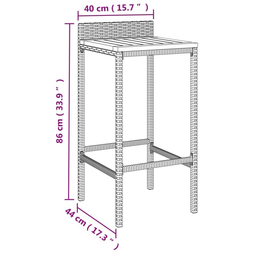 vidaXL 5-tlg. Gartenbar-Set Schwarz Poly Rattan & Massivholz Akazie