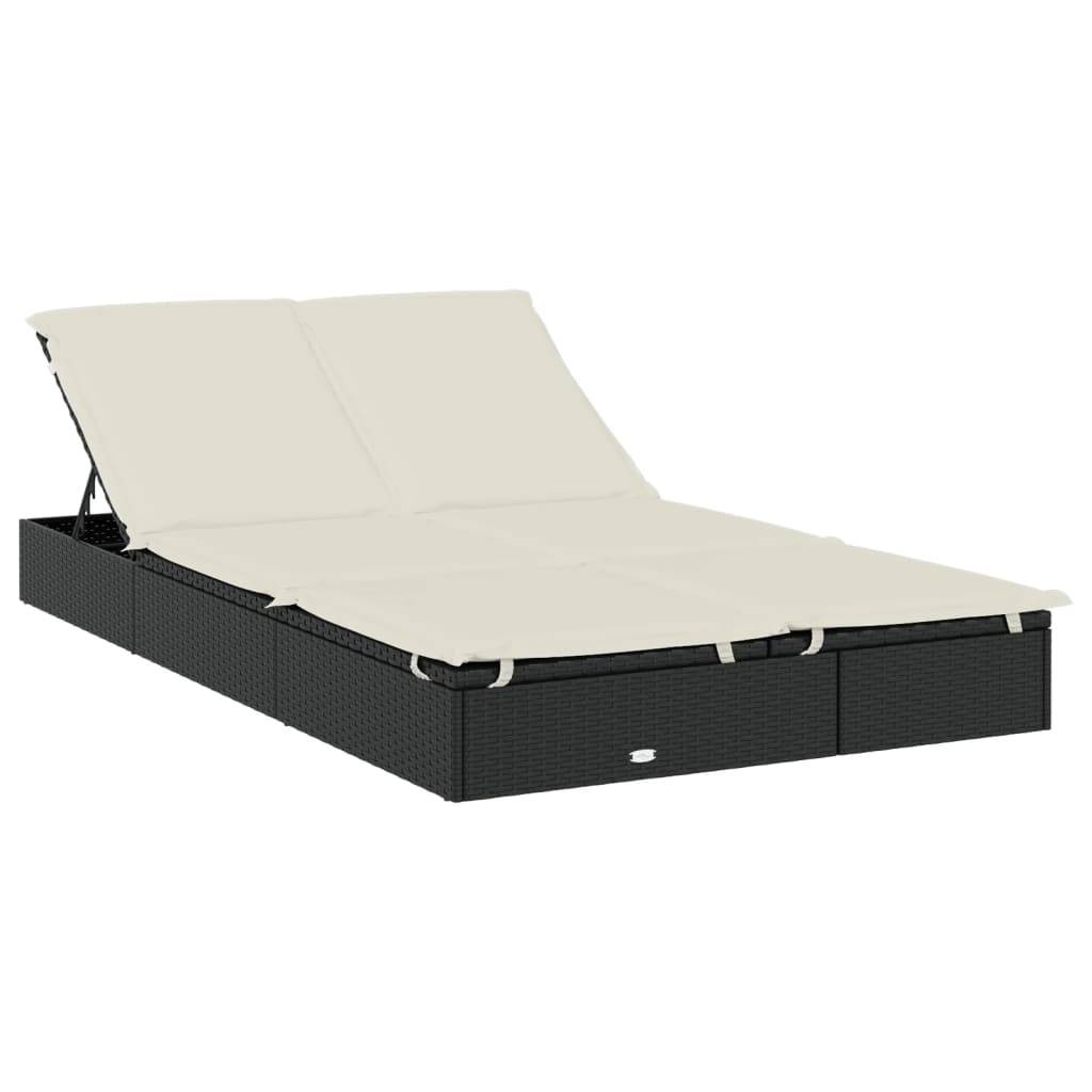 vidaXL Sonnenliege für 2 Personen mit Runddach Schwarz 211x112x140 cm