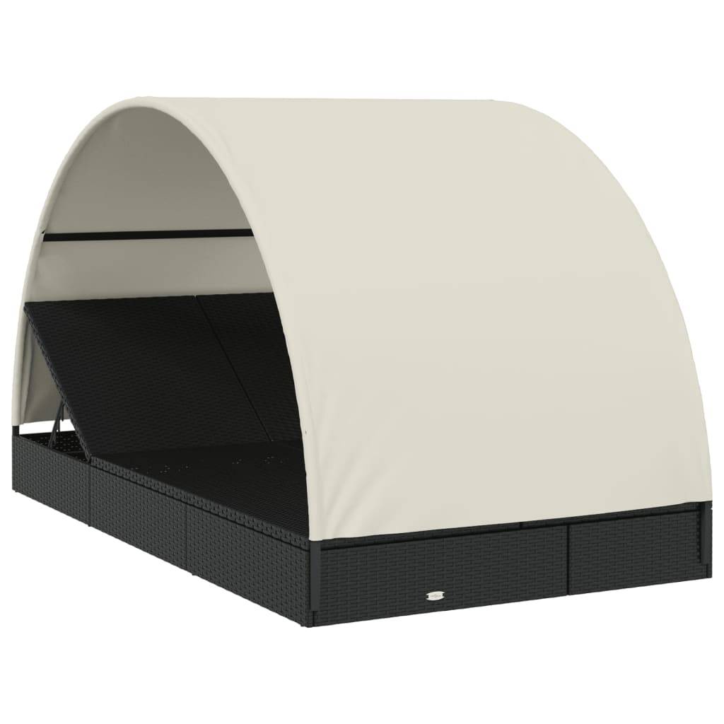 vidaXL Sonnenliege für 2 Personen mit Runddach Schwarz 211x112x140 cm