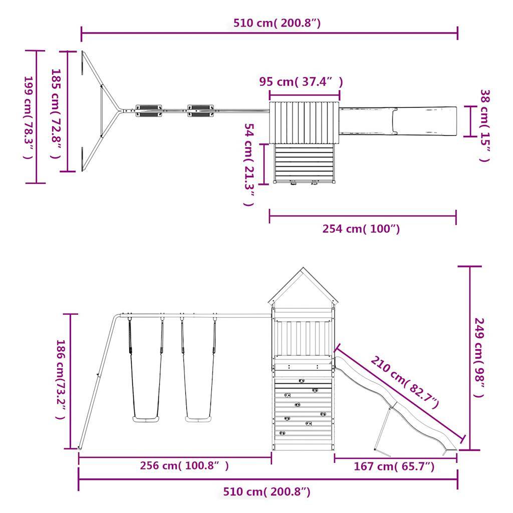 vidaXL Spielturm Imprägniertes Kiefernholz