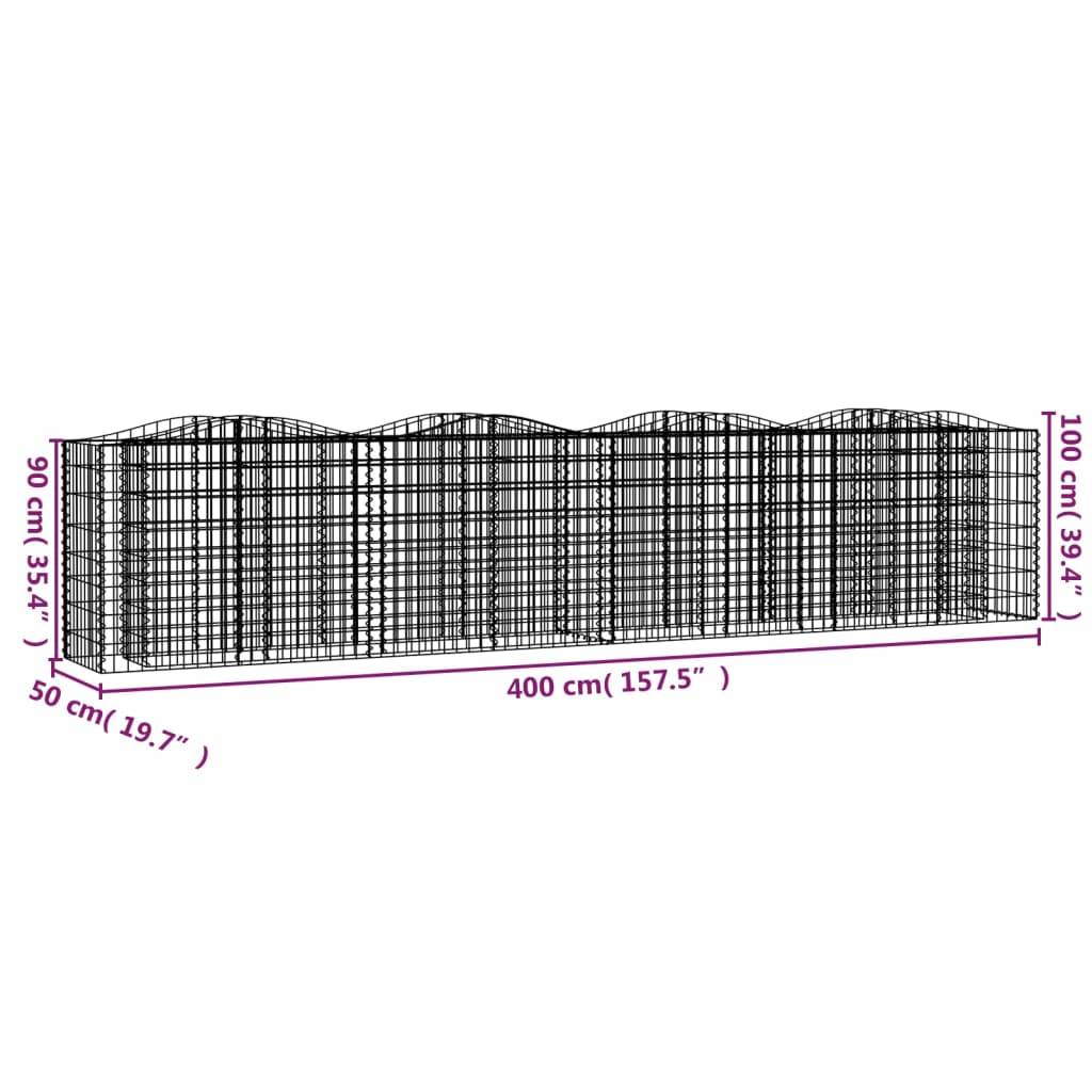 vidaXL Gabionen-Hochbeet mit Hochbogen 400x50x100 cm Verzinktes Eisen