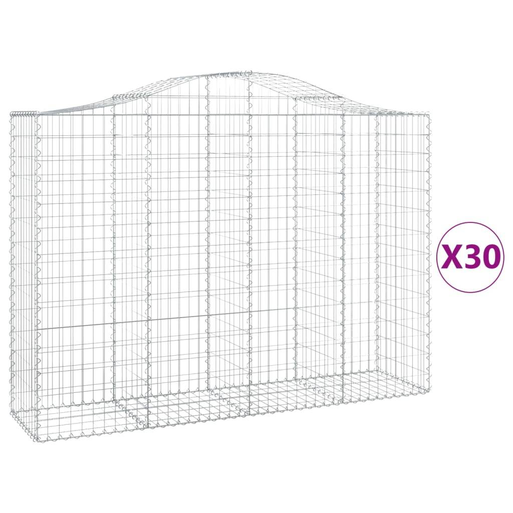 vidaXL Gabionen mit Hochbogen 30Stk. 200x50x140/160cm Verzinktes Eisen