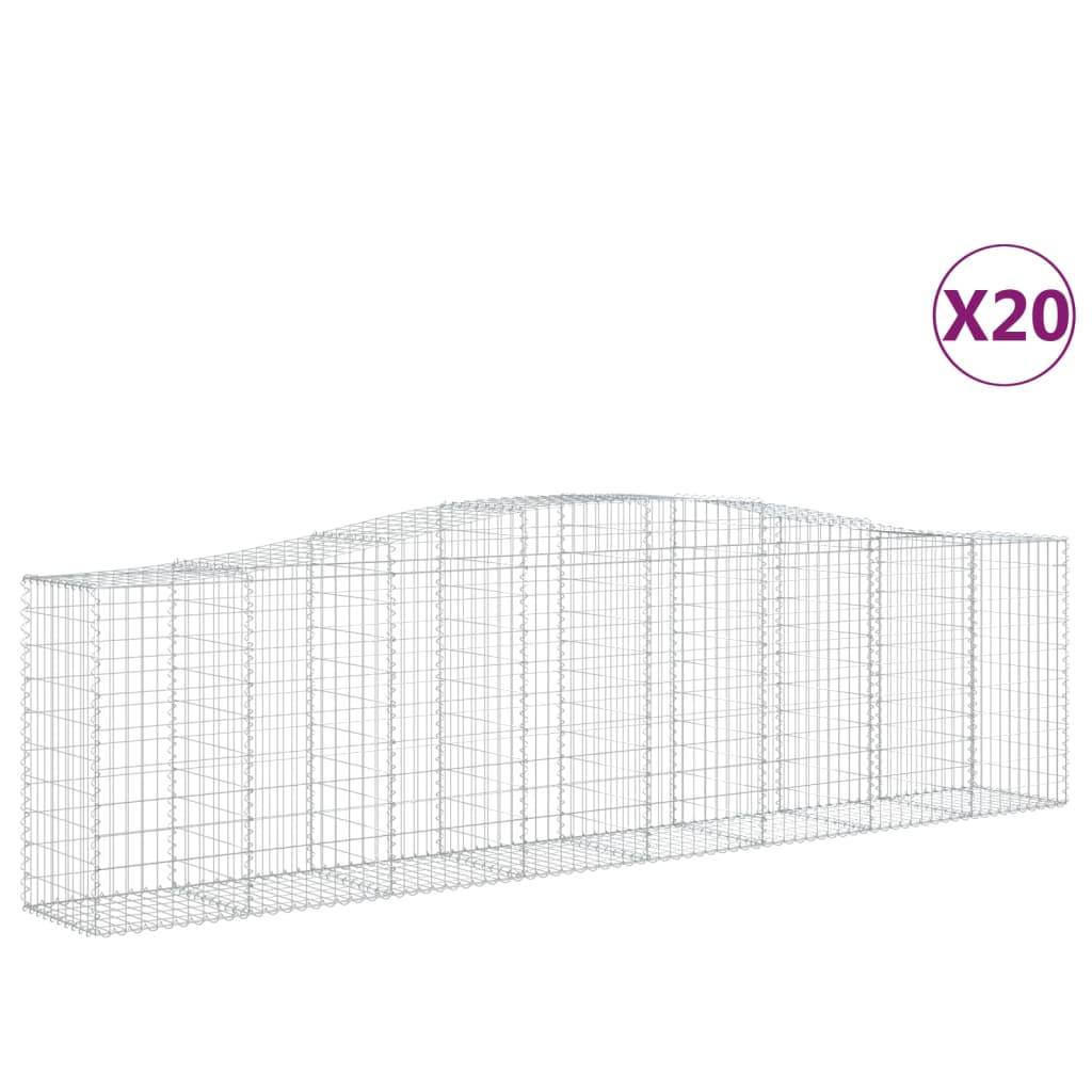 vidaXL Gabionen mit Hochbogen 20 Stk 400x50x100/120cm Verzinktes Eisen