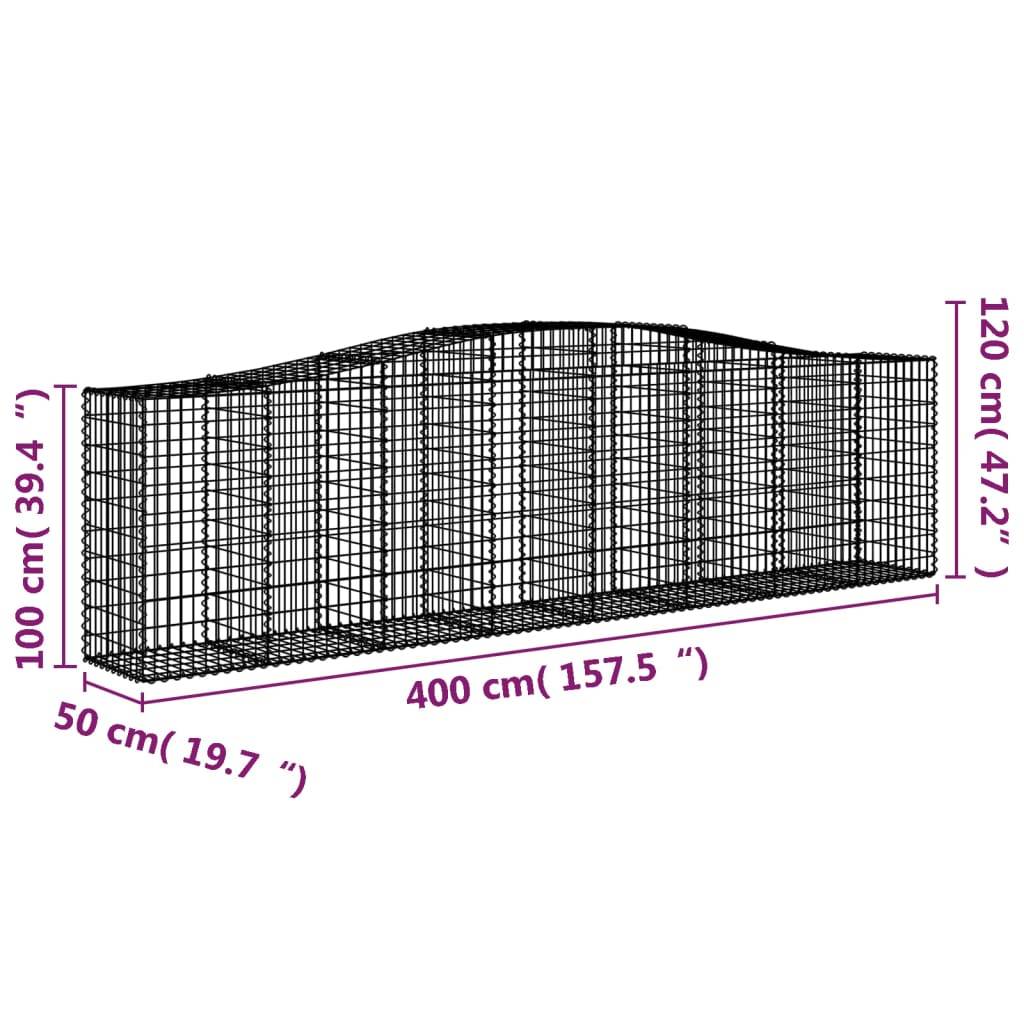 vidaXL Gabionen mit Hochbogen 7 Stk. 400x50x100/120cm Verzinktes Eisen