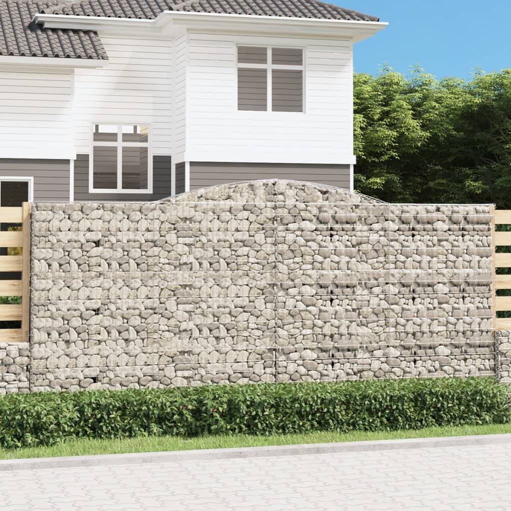 vidaXL Gabionen mit Hochbogen 8 Stk. 400x30x180/200cm Verzinktes Eisen