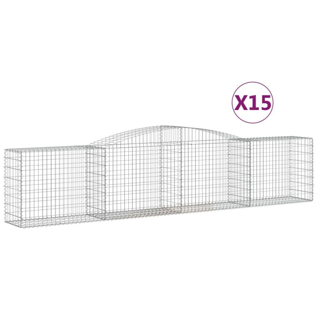 vidaXL Gabionen mit Hochbogen 15 Stk. 400x50x80/100cm Verzinktes Eisen