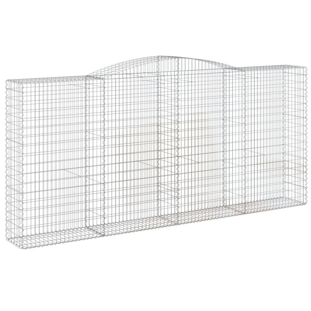 vidaXL Gabionen mit Hochbogen 2 Stk. 400x50x180/200cm Verzinktes Eisen