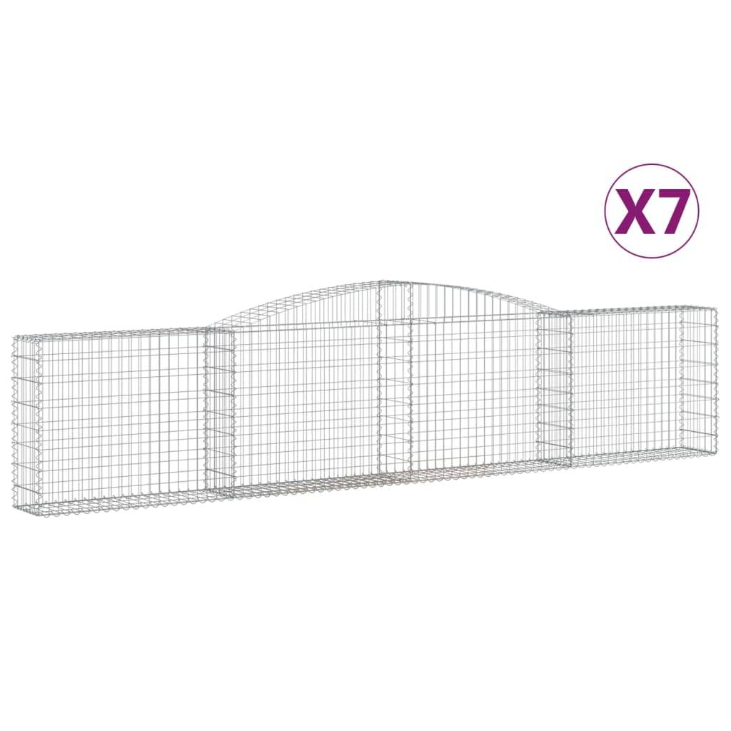 vidaXL Gabionen mit Hochbogen 7 Stk. 400x30x80/100cm Verzinktes Eisen
