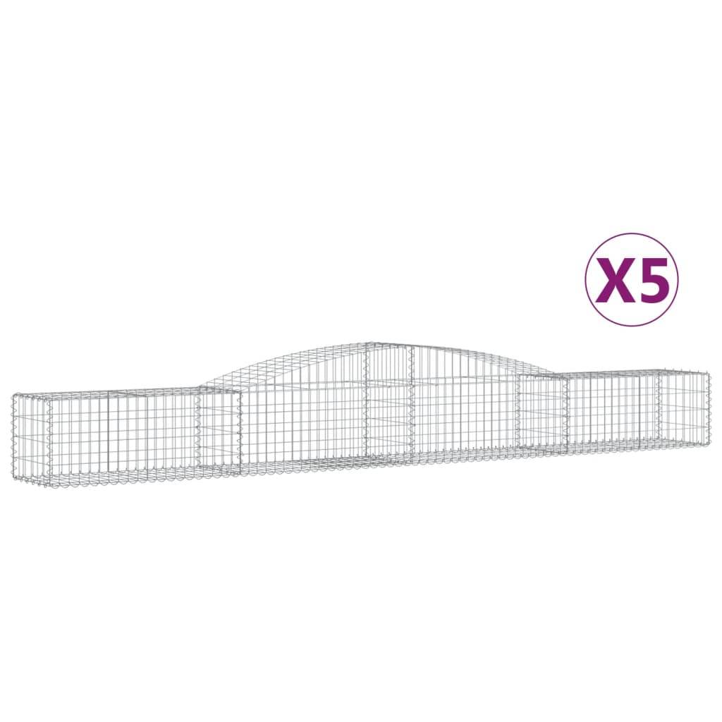 vidaXL Gabionen mit Hochbogen 5 Stk. 400x50x40/60cm Verzinktes Eisen