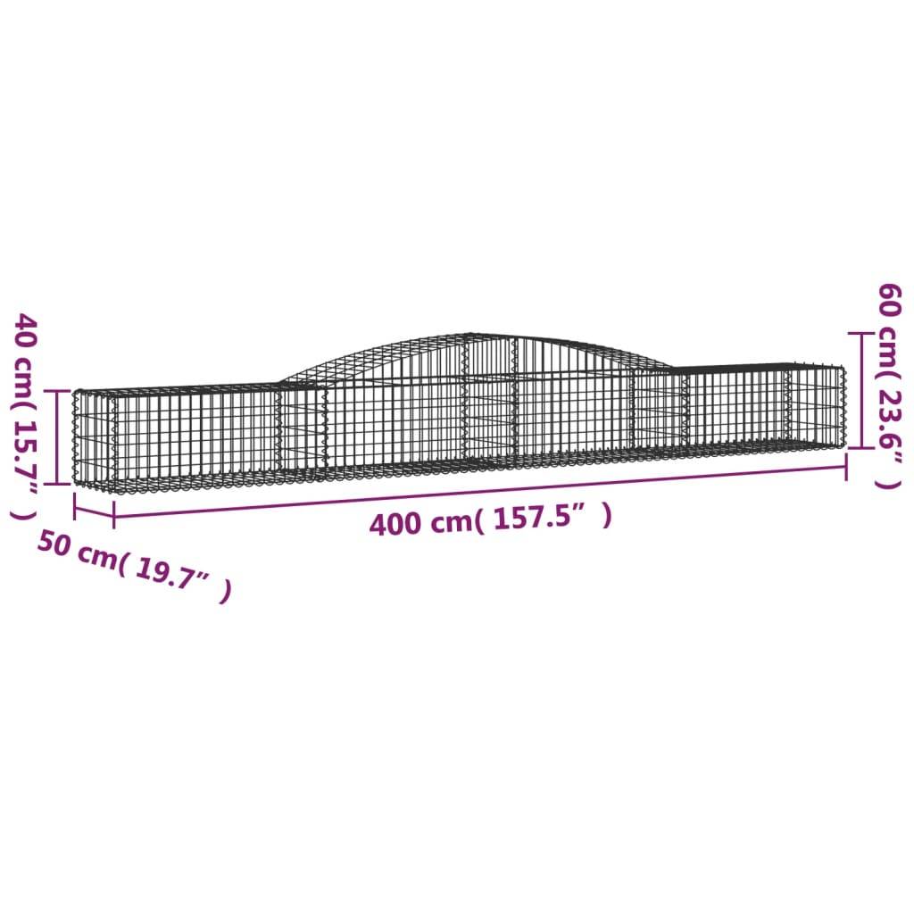 vidaXL Gabionen mit Hochbogen 5 Stk. 400x50x40/60cm Verzinktes Eisen