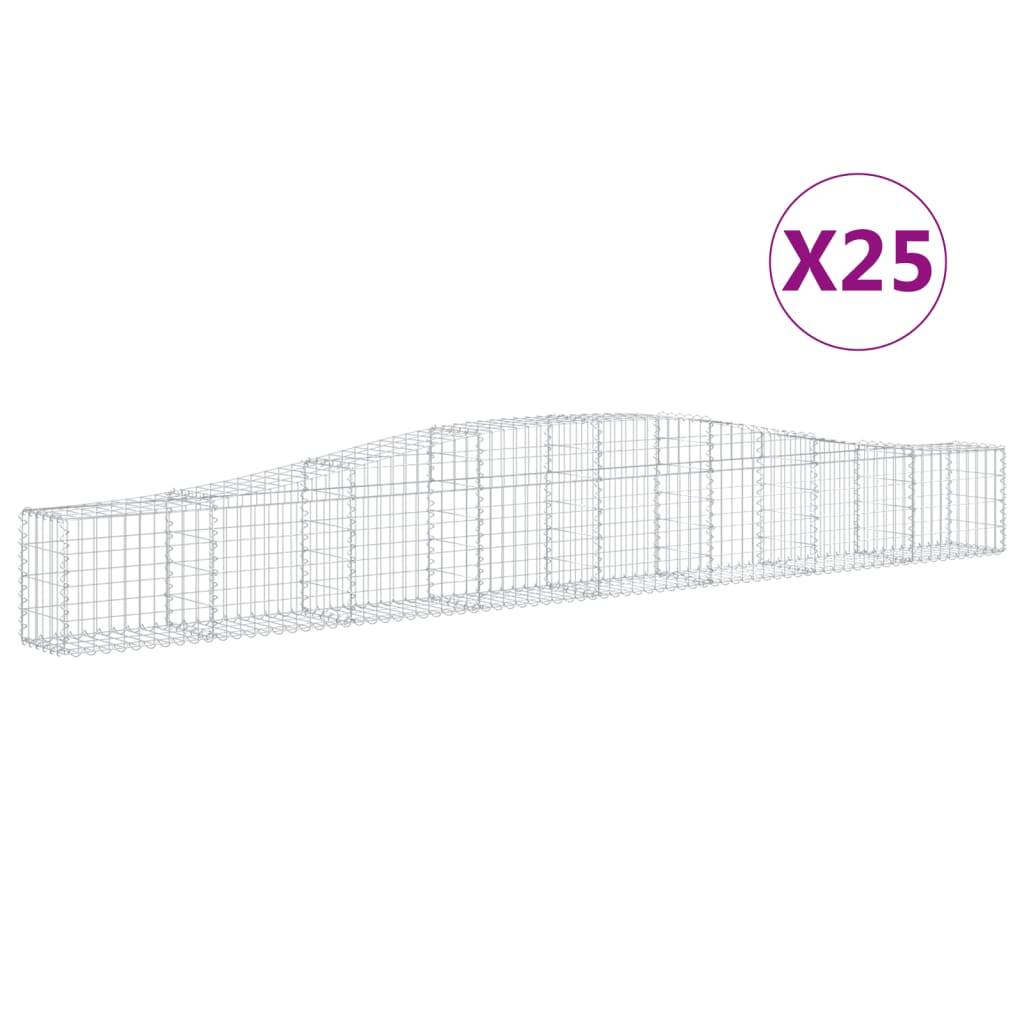 vidaXL Gabionen mit Hochbogen 25 Stk. 400x30x40/60 cm Verzinktes Eisen