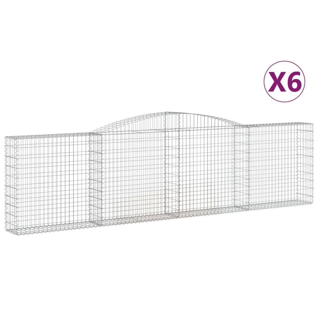 vidaXL Gabionen mit Hochbogen 6 Stk. 400x30x100/120cm Verzinktes Eisen