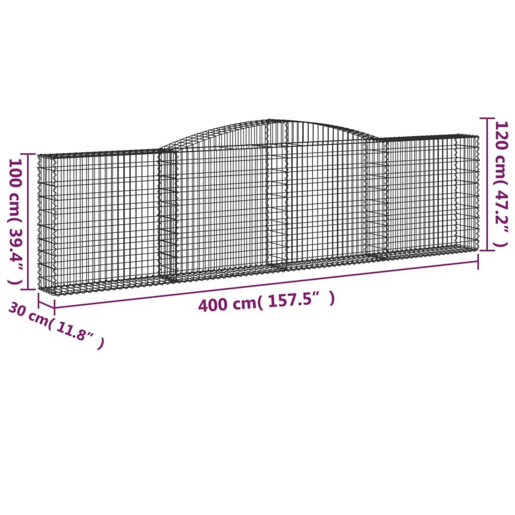 vidaXL Gabionen mit Hochbogen 6 Stk. 400x30x100/120cm Verzinktes Eisen