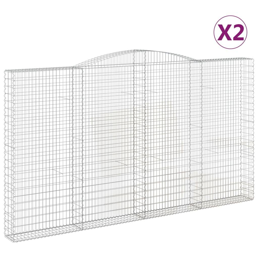 vidaXL Gabionen mit Hochbogen 2 Stk. 400x30x220/240cm Verzinktes Eisen