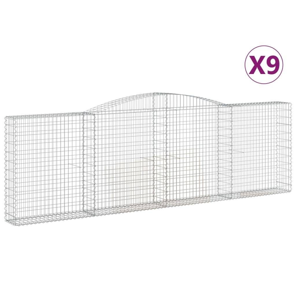 vidaXL Gabionen mit Hochbogen 9 Stk. 400x30x120/140cm Verzinktes Eisen