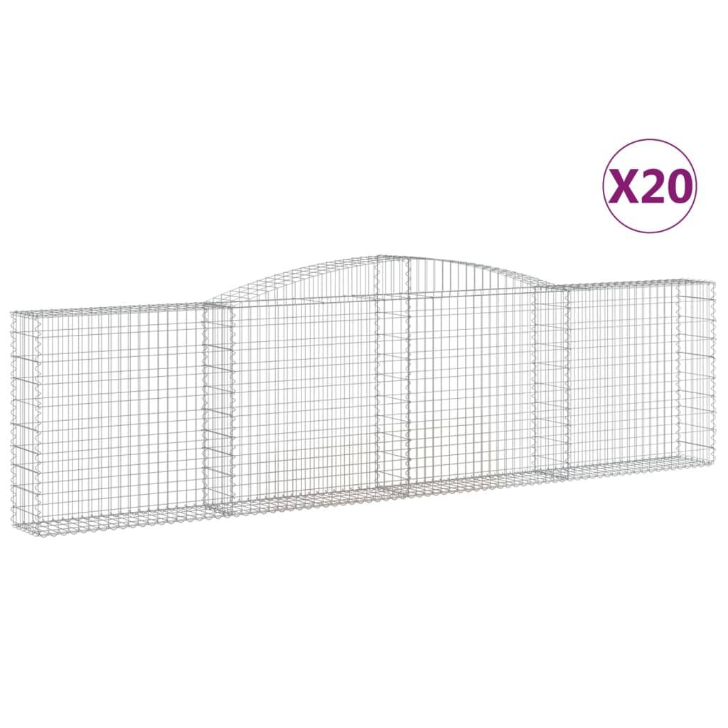 vidaXL Gabionen mit Hochbogen 20Stk. 400x30x100/120cm Verzinktes Eisen