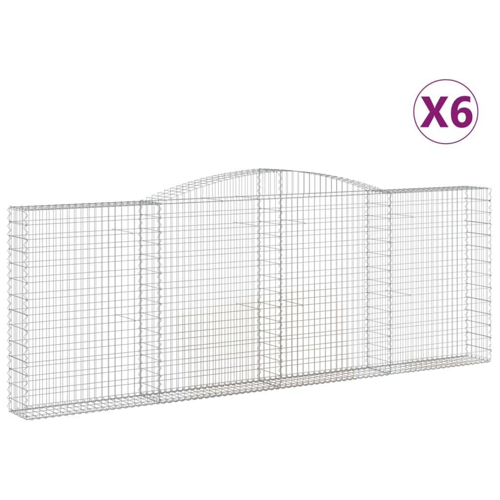 vidaXL Gabionen mit Hochbogen 6 Stk. 400x30x140/160cm Verzinktes Eisen