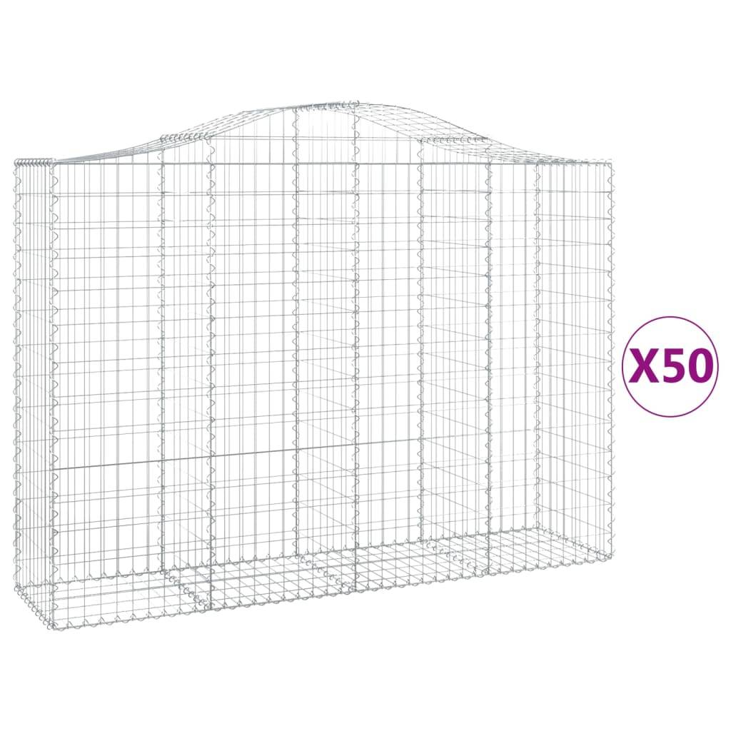 vidaXL Gabionen mit Hochbogen 50Stk. 200x50x140/160cm Verzinktes Eisen