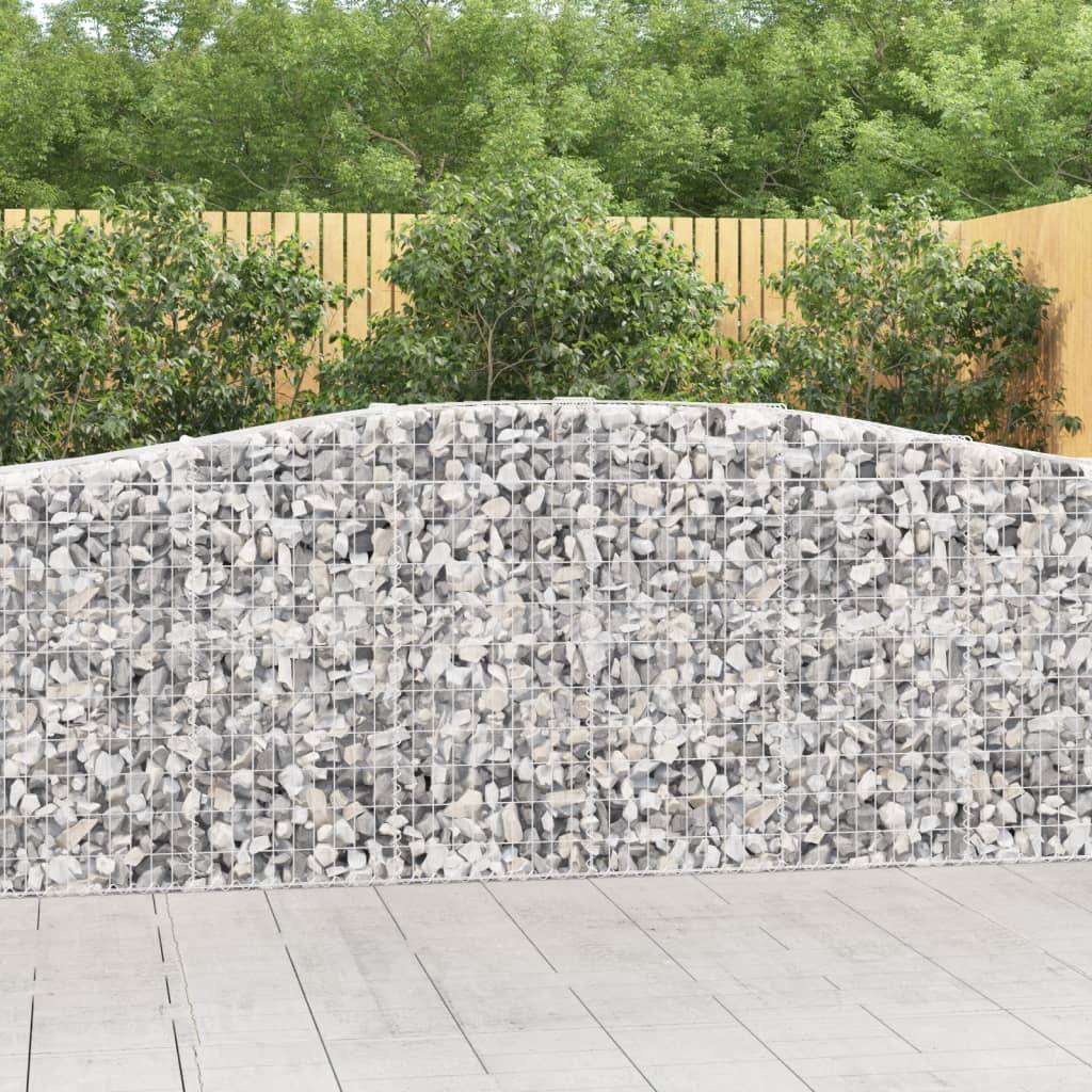 vidaXL Gabionen mit Hochbogen 3 Stk. 400x50x100/120cm Verzinktes Eisen