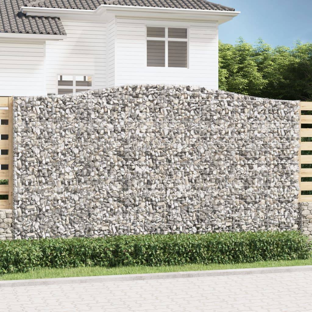 vidaXL Gabione mit Hochbogen 400x30x220/240 cm Verzinktes Eisen