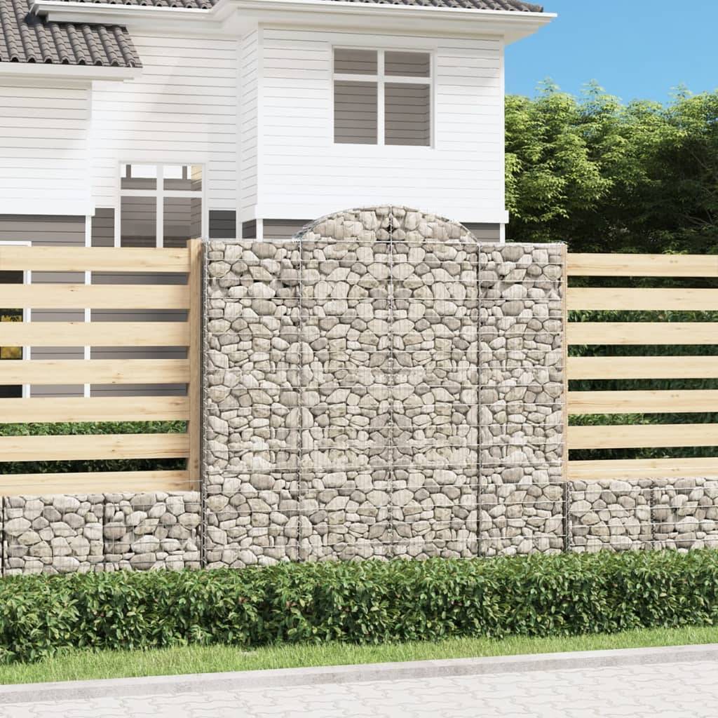 vidaXL Gabione mit Hochbogen 200x30x200/220 cm Verzinktes Eisen
