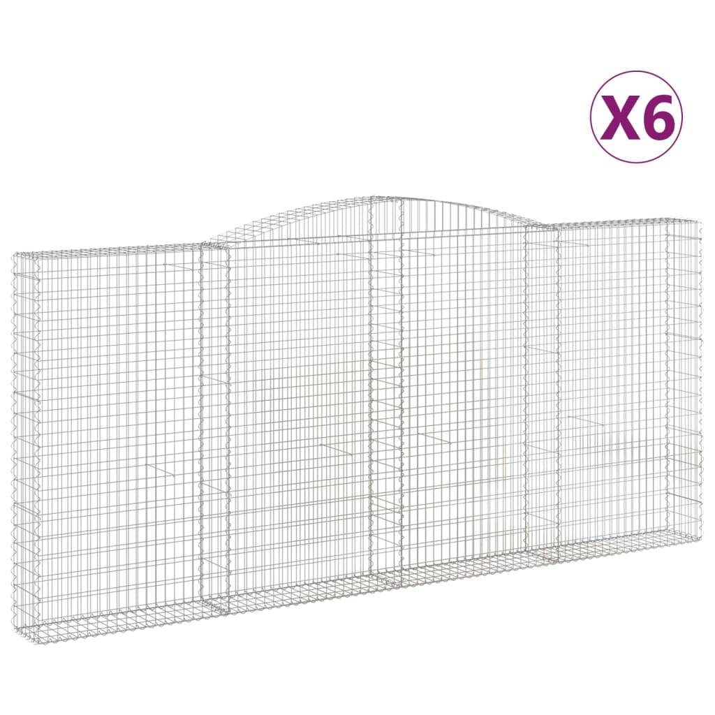 vidaXL Gabionen mit Hochbogen 6 Stk. 400x30x180/200cm Verzinktes Eisen