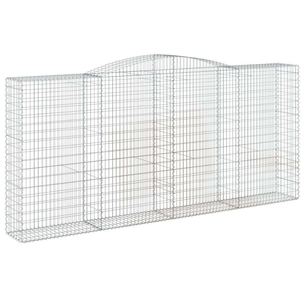 vidaXL Gabione mit Hochbogen 400x50x180/200 cm Verzinktes Eisen
