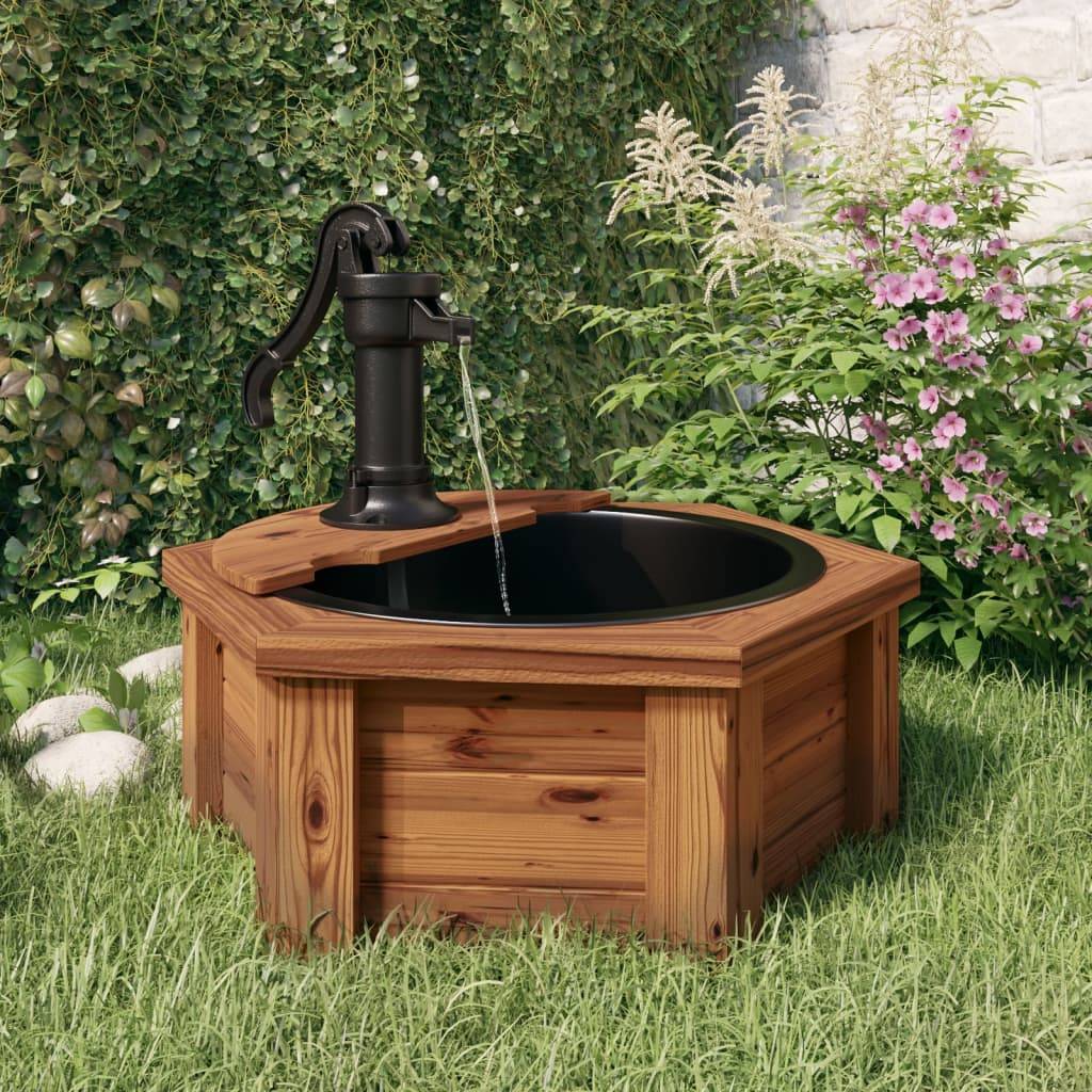 vidaXL Gartenbrunnen mit Pumpe 57x57x53 cm Massivholz Tanne