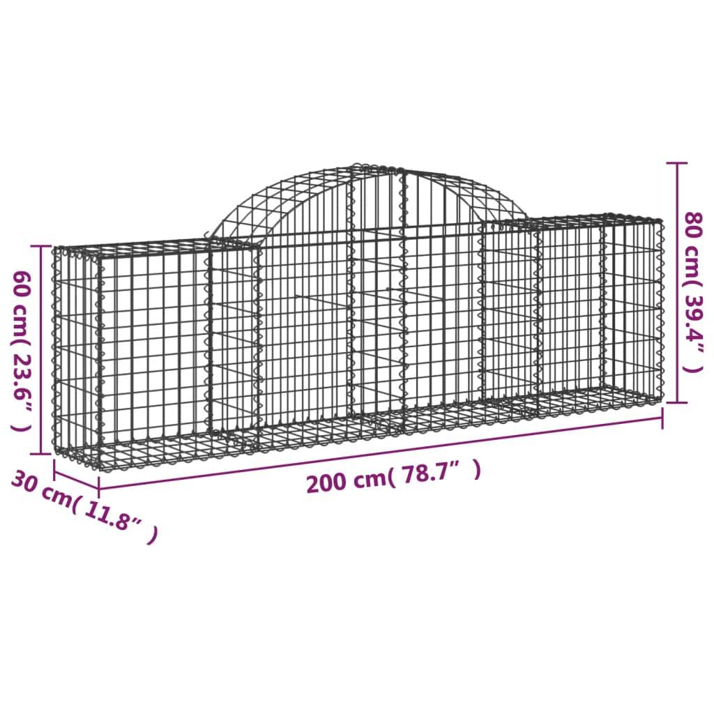 vidaXL Gabionen mit Hochbogen 20 Stk. 200x30x60/80 cm Verzinktes Eisen