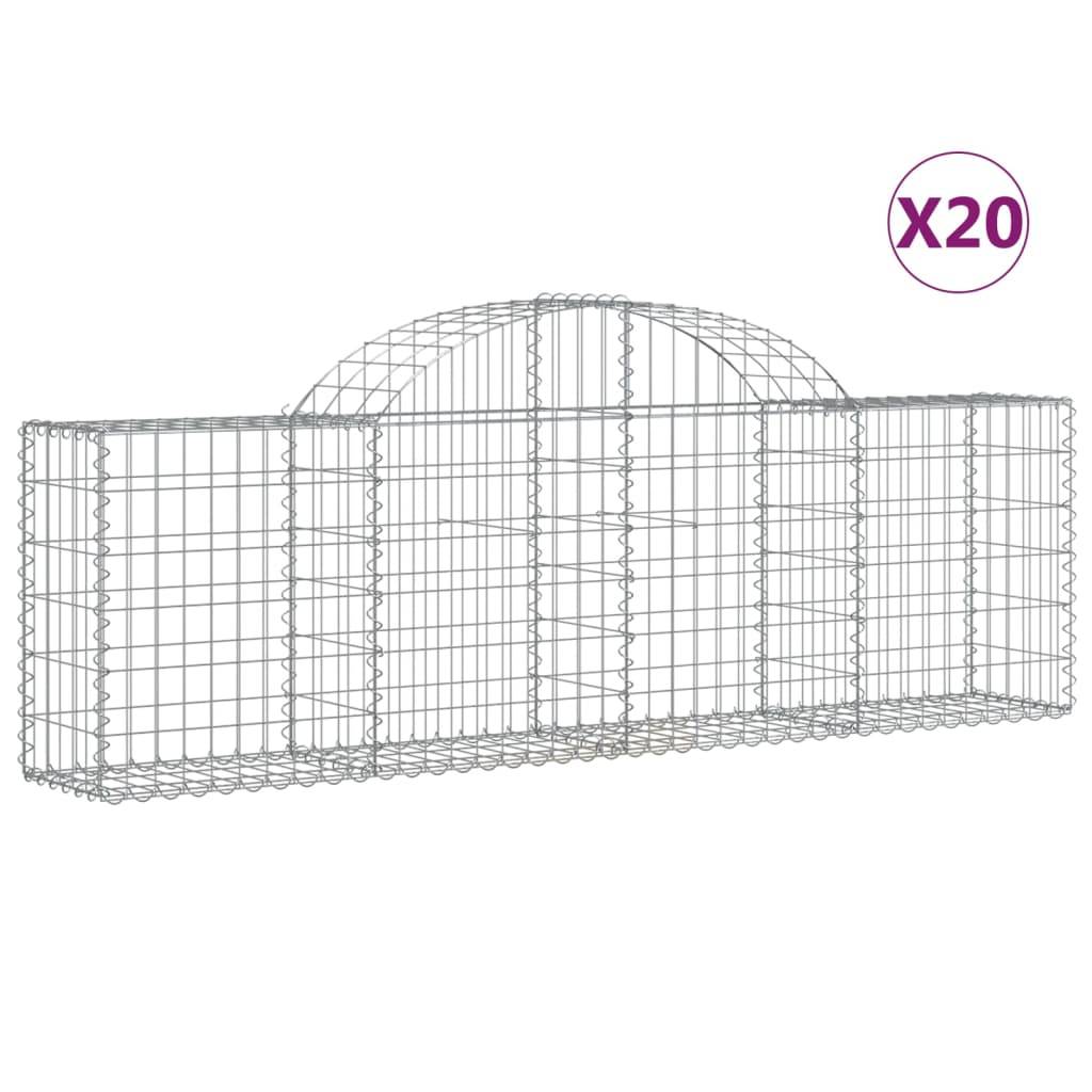 vidaXL Gabionen mit Hochbogen 20 Stk. 200x30x60/80 cm Verzinktes Eisen