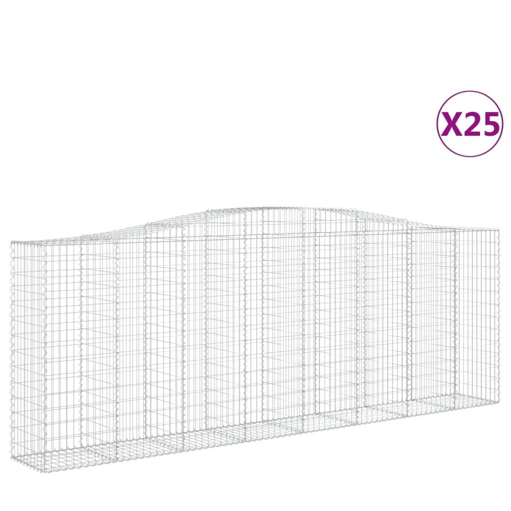 vidaXL Gabionen mit Hochbogen 25 Stk 400x50x140/160cm Verzinktes Eisen