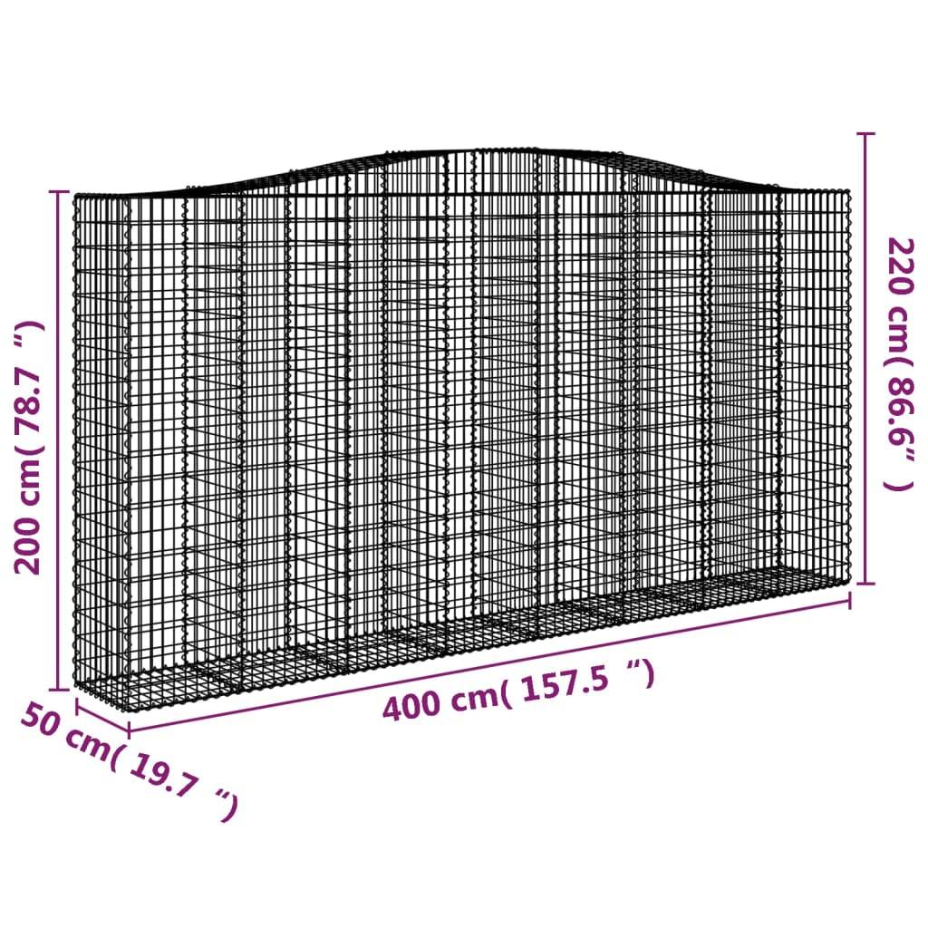 vidaXL Gabionen mit Hochbogen 8 Stk. 400x50x200/220cm Verzinktes Eisen