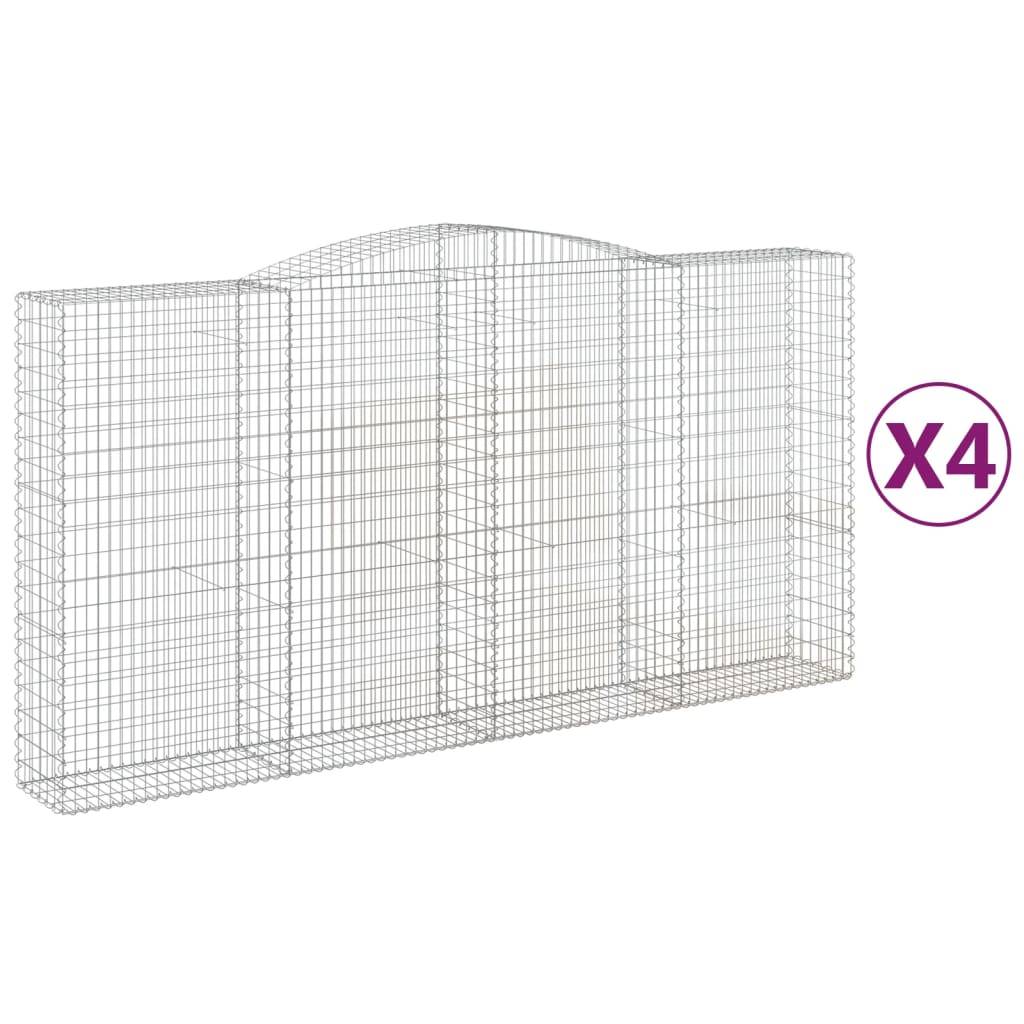 vidaXL Gabionen mit Hochbogen 4 Stk. 400x50x200/220cm Verzinktes Eisen