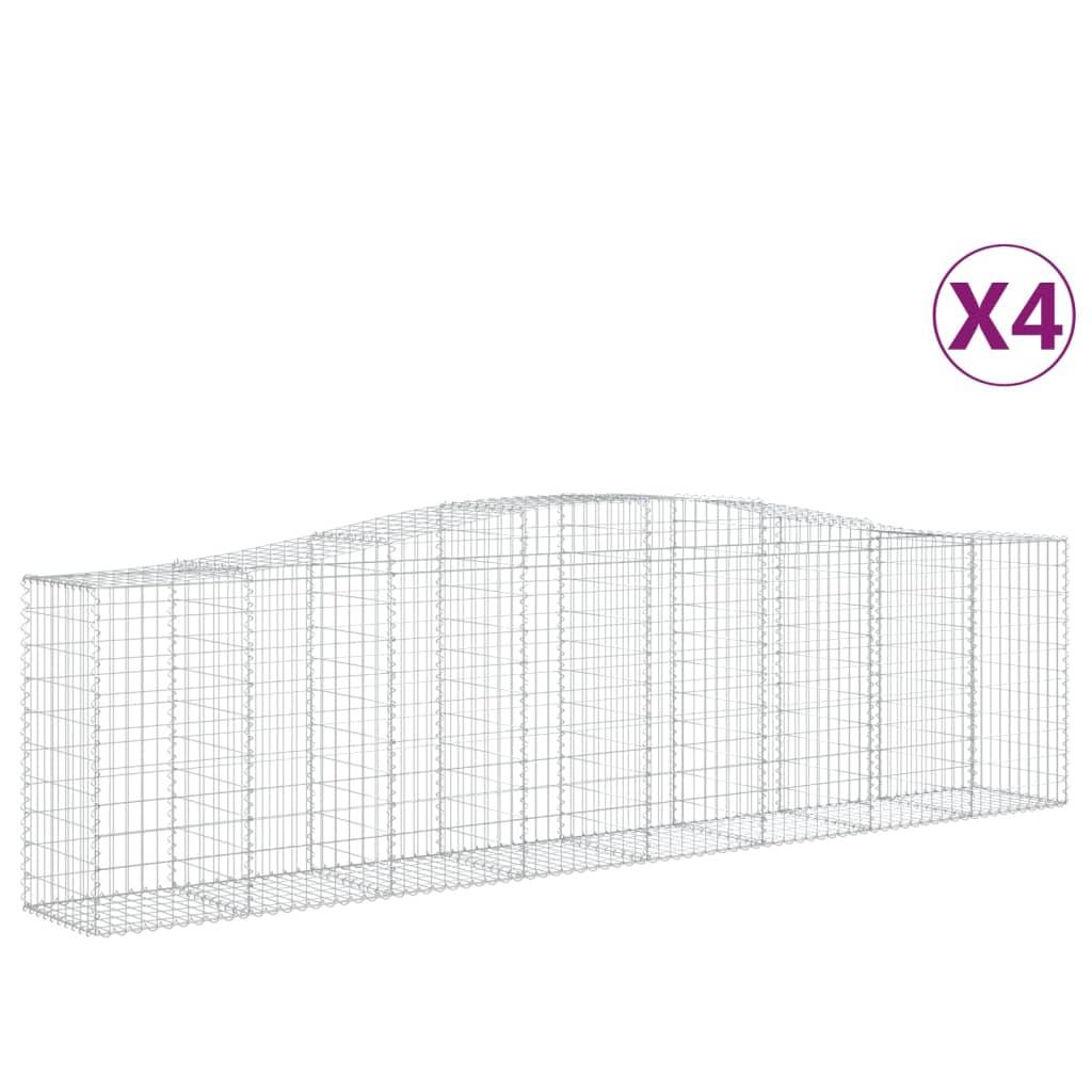 vidaXL Gabionen mit Hochbogen 4 Stk. 400x50x100/120cm Verzinktes Eisen