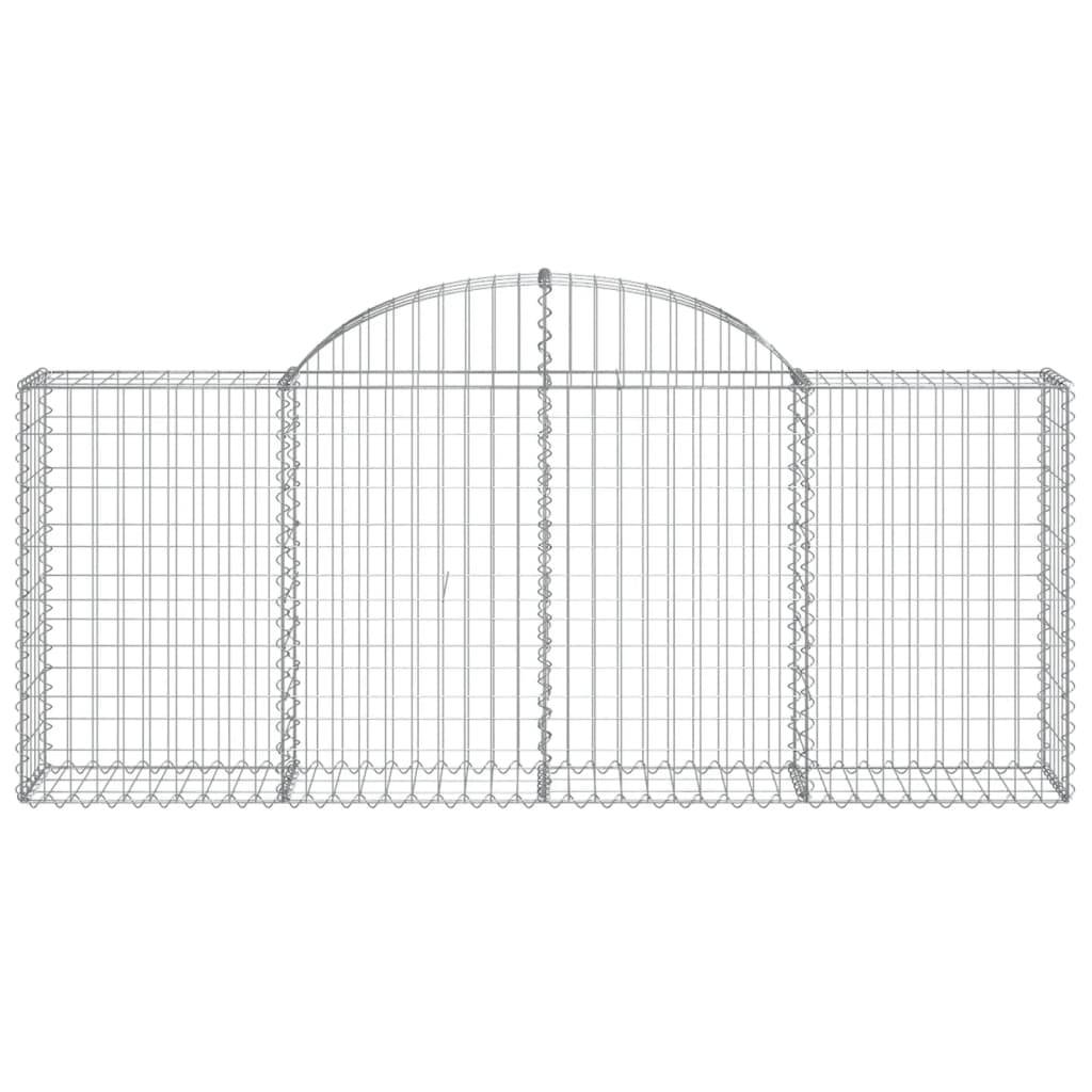 vidaXL Gabionen mit Hochbogen 2 Stk. 200x30x80/100 cm Verzinktes Eisen